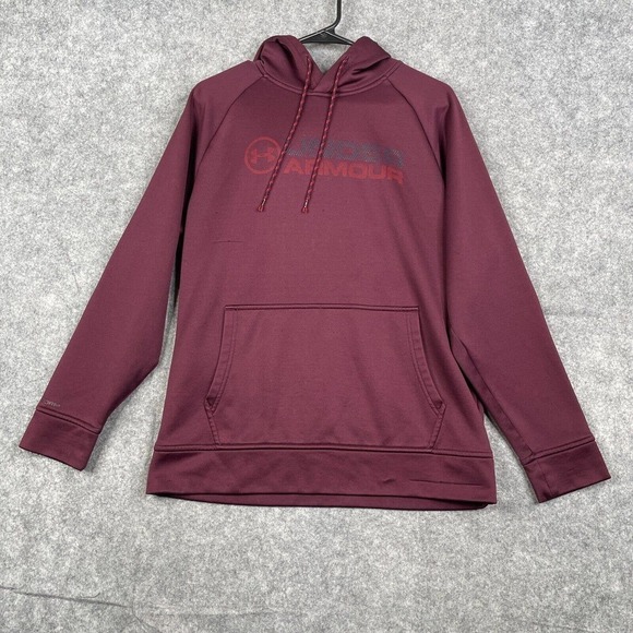 Under Armor Cold Gear Loose Men's Drawstring Hoodie Size Small Maroon - Picture 1 of 10